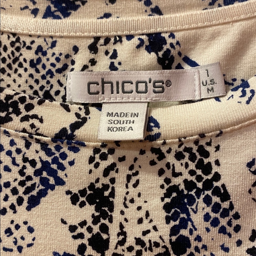Chico's Snake Print Long Sleeve Layering Tee Size Medium - Picture 2 of 4